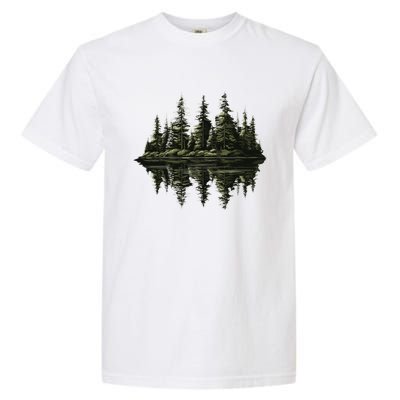 Mountain Landscape Reflection Forest Trees Outdoor Wildlife Gift Garment-Dyed Heavyweight T-Shirt