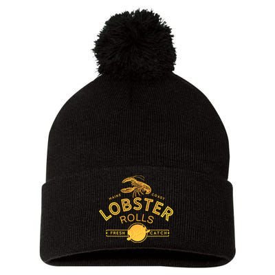 Maine Lobster Roll Vintage Distressed Sea Life Pom Pom 12in Knit Beanie
