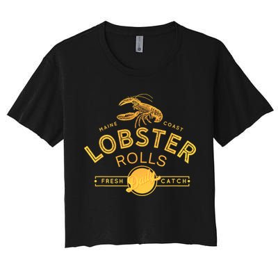 Maine Lobster Roll Vintage Distressed Sea Life Crop Top
