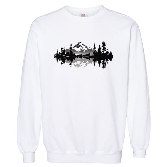 Mountain Landscape Reflection Forest Trees Outdoor Wildlife Garment-Dyed Sweatshirt