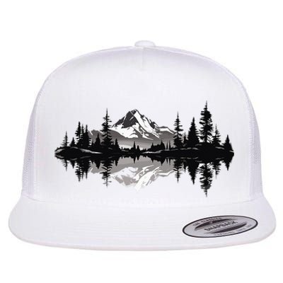 Mountain Landscape Reflection Forest Trees Outdoor Wildlife Flat Bill Trucker Hat