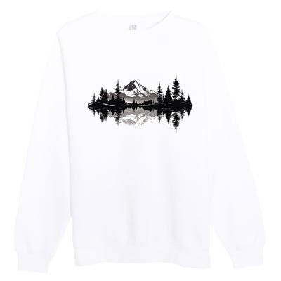 Mountain Landscape Reflection Forest Trees Outdoor Wildlife Premium Crewneck Sweatshirt