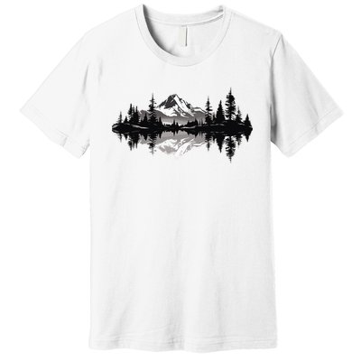 Mountain Landscape Reflection Forest Trees Outdoor Wildlife Premium T-Shirt