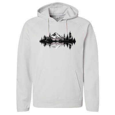 Mountain Landscape Reflection Forest Trees Outdoor Wildlife Performance Fleece Hoodie