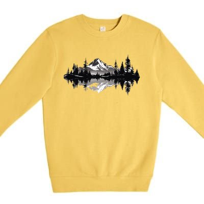 Mountain Landscape Reflection Forest Trees Outdoor Wildlife Premium Crewneck Sweatshirt