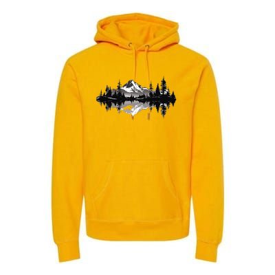 Mountain Landscape Reflection Forest Trees Outdoor Wildlife Premium Hoodie