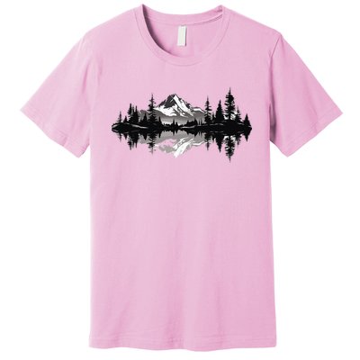 Mountain Landscape Reflection Forest Trees Outdoor Wildlife Premium T-Shirt