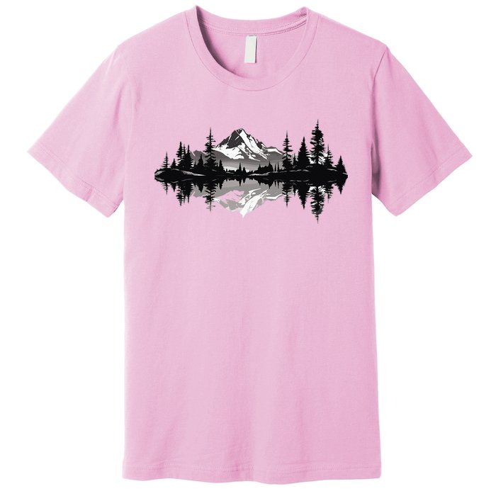 Mountain Landscape Reflection Forest Trees Outdoor Wildlife Premium T-Shirt