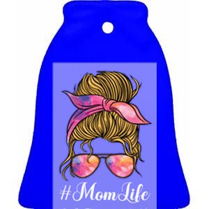 Mom Life Rainbow Sunglasses Rainbow Print Bandana Cute Gift Ceramic Bell Ornament