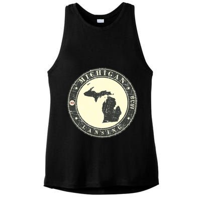 Michigan Lansing Retro Ladies PosiCharge Tri-Blend Wicking Tank