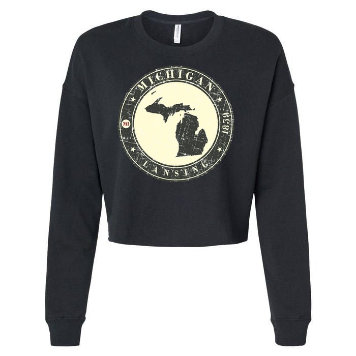 Michigan Lansing Retro Cropped Pullover Crew