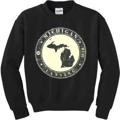 Michigan Lansing Retro Kids Sweatshirt