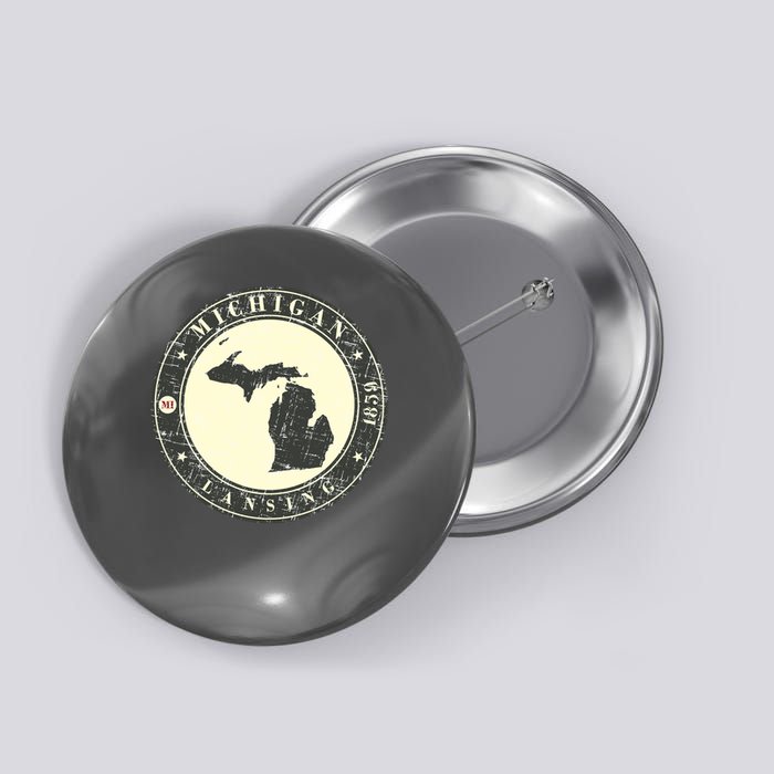 Michigan Lansing Retro Button