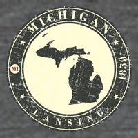 Michigan Lansing Retro Button