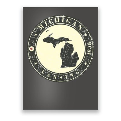Michigan Lansing Retro Poster