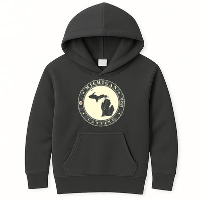Michigan Lansing Retro Kids Hoodie