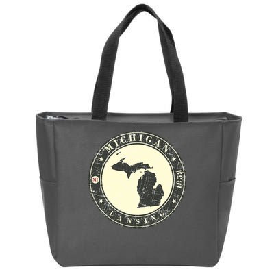 Michigan Lansing Retro Zip Tote Bag