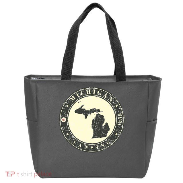 Michigan Lansing Retro Zip Tote Bag