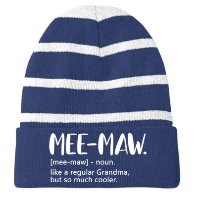 MeeMaw Like Regular Grandma But Cooler Mothers Day MeeMaw Striped Beanie with Solid Band