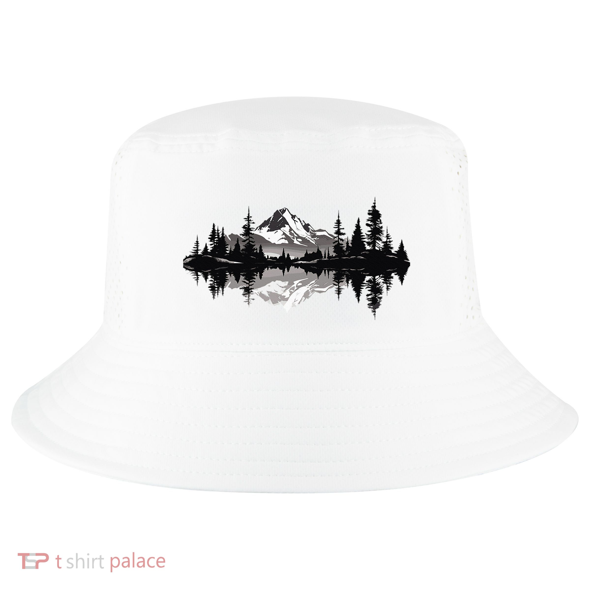 Mountain Landscape Reflection Forest Trees Outdoor Wildlife Cool Comfort Performance Bucket Hat
