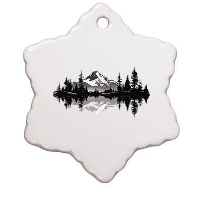 Mountain Landscape Reflection Forest Trees Outdoor Wildlife Ceramic Star Ornament