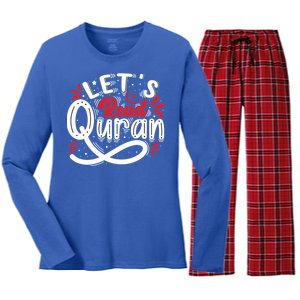 Muslim Lets Read Quran Islamic Quote Great Gift Women's Long Sleeve Flannel Pajama Set 