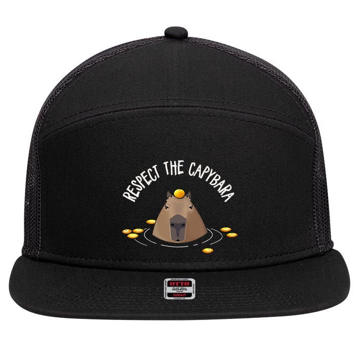 Meme Lover Respect Capybara 7 Panel Mesh Trucker Snapback Hat