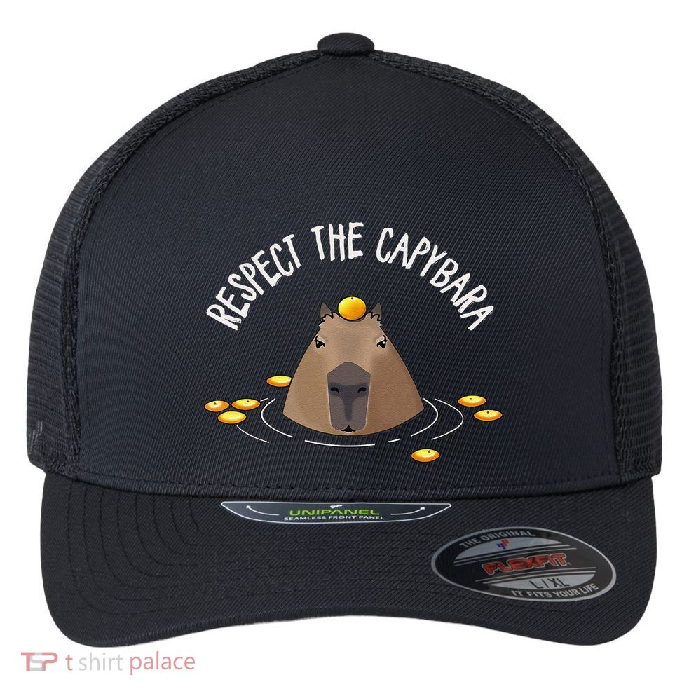 Meme Lover Respect Capybara Flexfit Unipanel Trucker Cap
