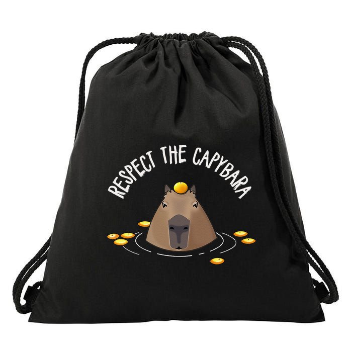 Meme Lover Respect Capybara Drawstring Bag