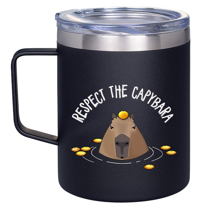 Meme Lover Respect Capybara 12oz Stainless Steel Coffee Mug