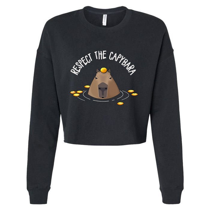 Meme Lover Respect Capybara Cropped Pullover Crew