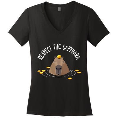 Meme Lover Respect Capybara Women's V-Neck T-Shirt