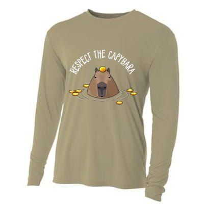 Meme Lover Respect Capybara Cooling Performance Long Sleeve Crew