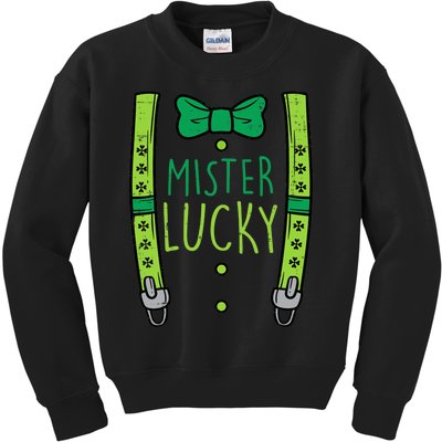 Mister Lucky Suspenders St Patricks Day Boy Toddlers Kids Sweatshirt