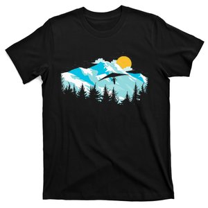 Mountains Landscape Sunset Hang Glider T-Shirt