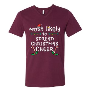 Most Likely Spread Christmas Cheer Xmas Family Matching V-Neck T-Shirt