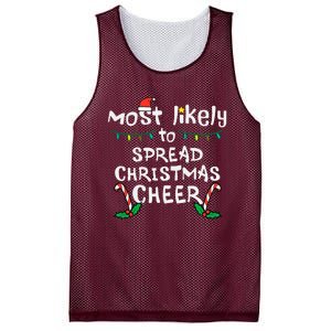 Most Likely Spread Christmas Cheer Xmas Family Matching Mesh Reversible Basketball Jersey Tank