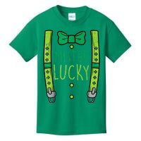 Mister Lucky Suspenders Happy St Patrick's Day Boys Toddlers Kids T-Shirt