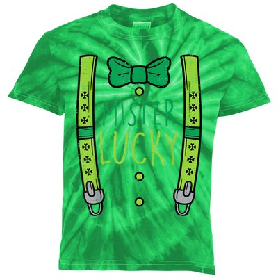 Mister Lucky Suspenders Happy St Patrick's Day Boys Toddlers Kids Tie-Dye T-Shirt