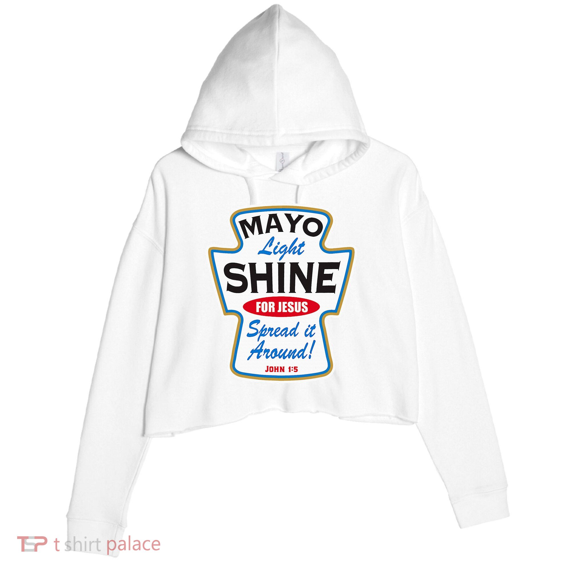 Mayo Light Shine Funny Christian Crop Fleece Hoodie