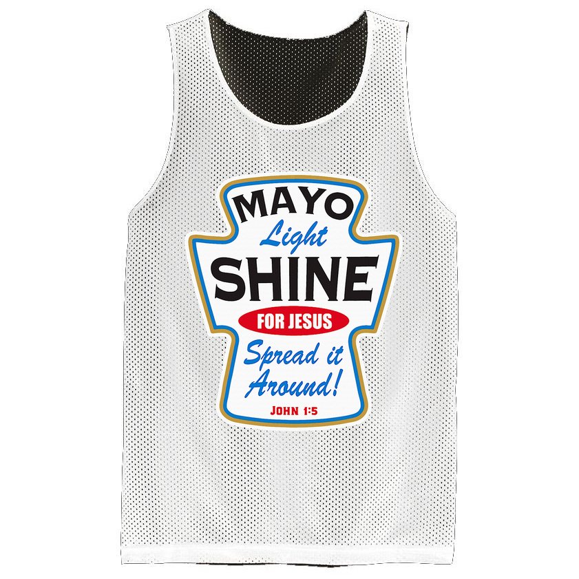 Mayo Light Shine Funny Christian Mesh Reversible Basketball Jersey Tank