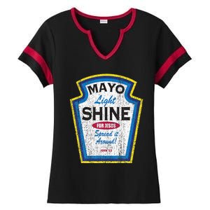 Mayo Light Shine Funny Christian Parody Ladies Halftime Notch Neck Tee