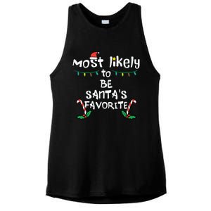 Most Likely Santas Favorite Christmas Xmas Family Matching Ladies PosiCharge Tri-Blend Wicking Tank