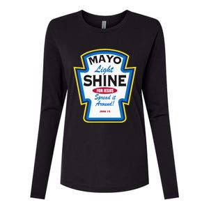 Mayo Light Shine Funny Christian Parody Womens Cotton Relaxed Long Sleeve T-Shirt