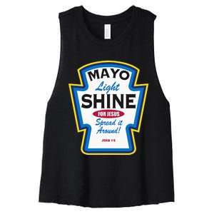 Mayo Light Shine Funny Christian Parody Women's Racerback Cropped Tank