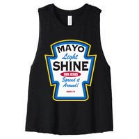 Mayo Light Shine Funny Christian Parody Women's Racerback Cropped Tank