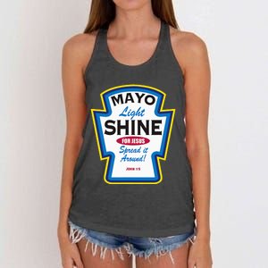 Mayo Light Shine Funny Christian Parody Women's Knotted Racerback Tank