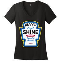 Mayo Light Shine Funny Christian Parody Women's V-Neck T-Shirt