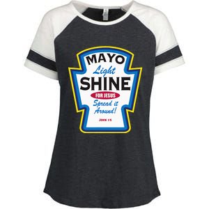 Mayo Light Shine Funny Christian Parody Enza Ladies Jersey Colorblock Tee