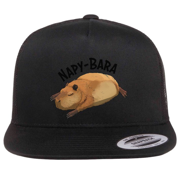 Meme Lover Sleeping Napping Napybara Capybara Flat Bill Trucker Hat